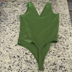 Green V-Neck Bodysuit